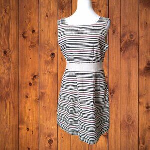 Tulle Brand Women's Medium Striped Sleeveless Knee Length Dress Bow Accent Back